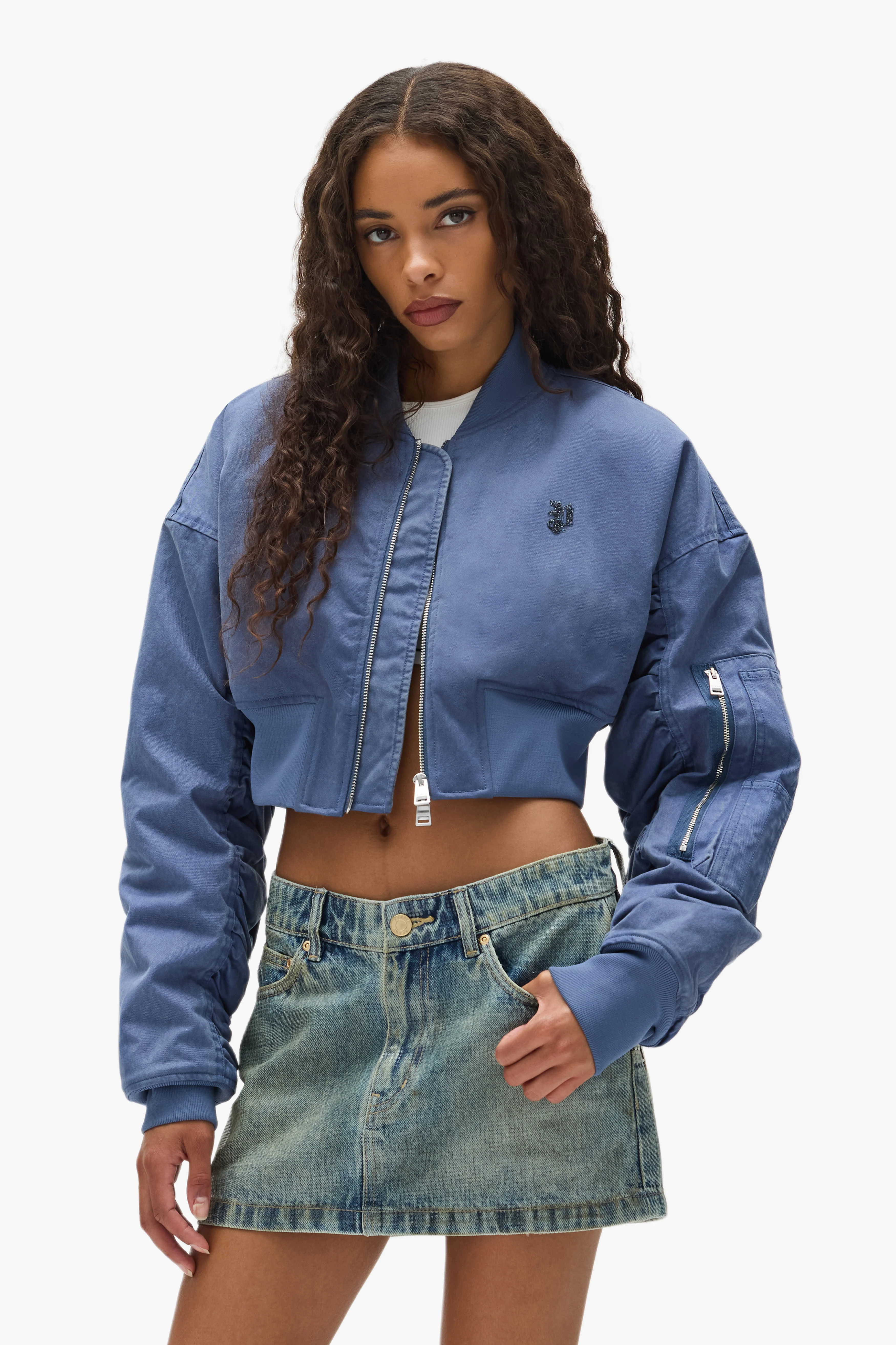 Cropped Bomber Jacket - Image 2
