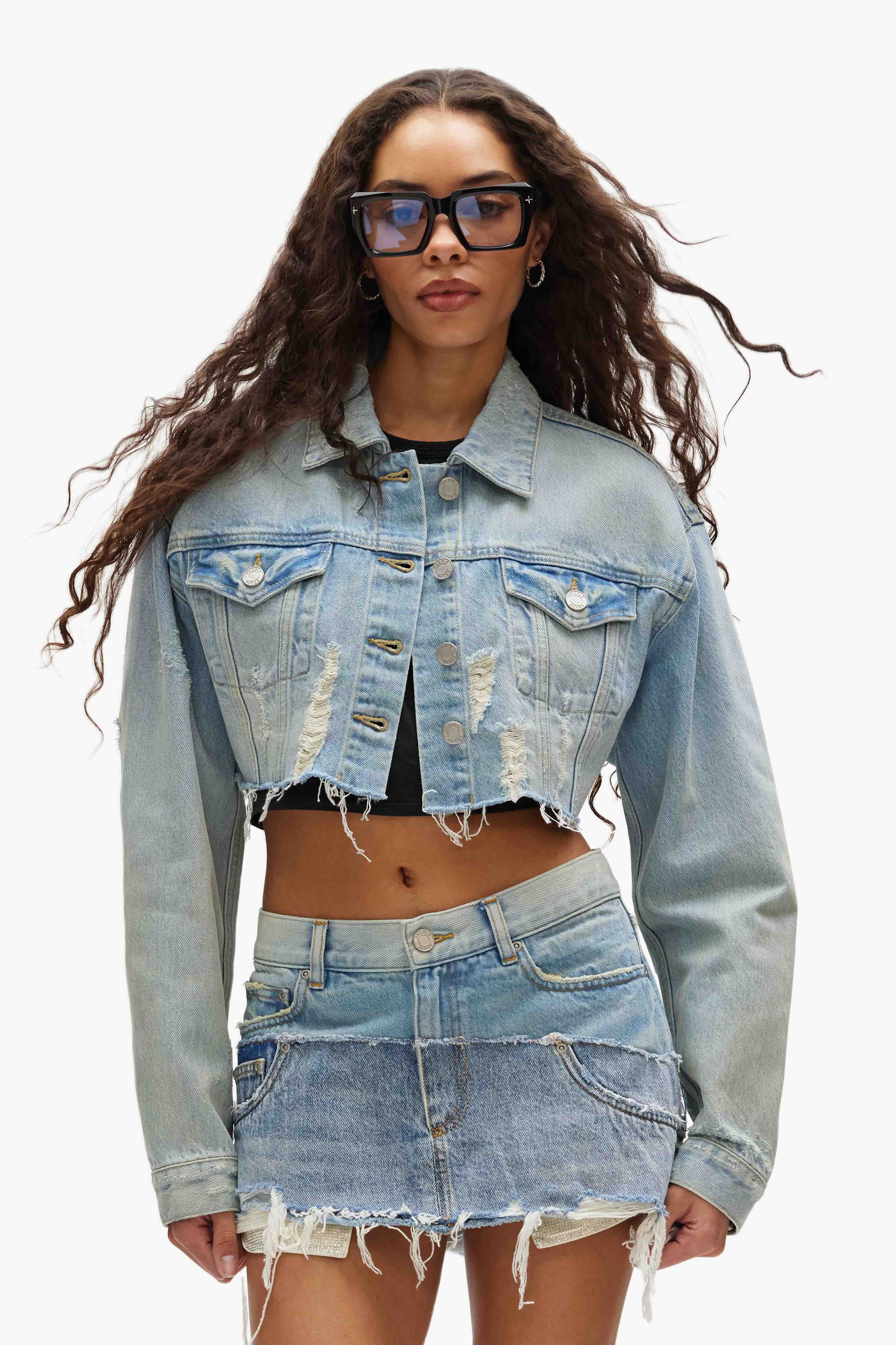 Cropped Denim Jacket - Image 4