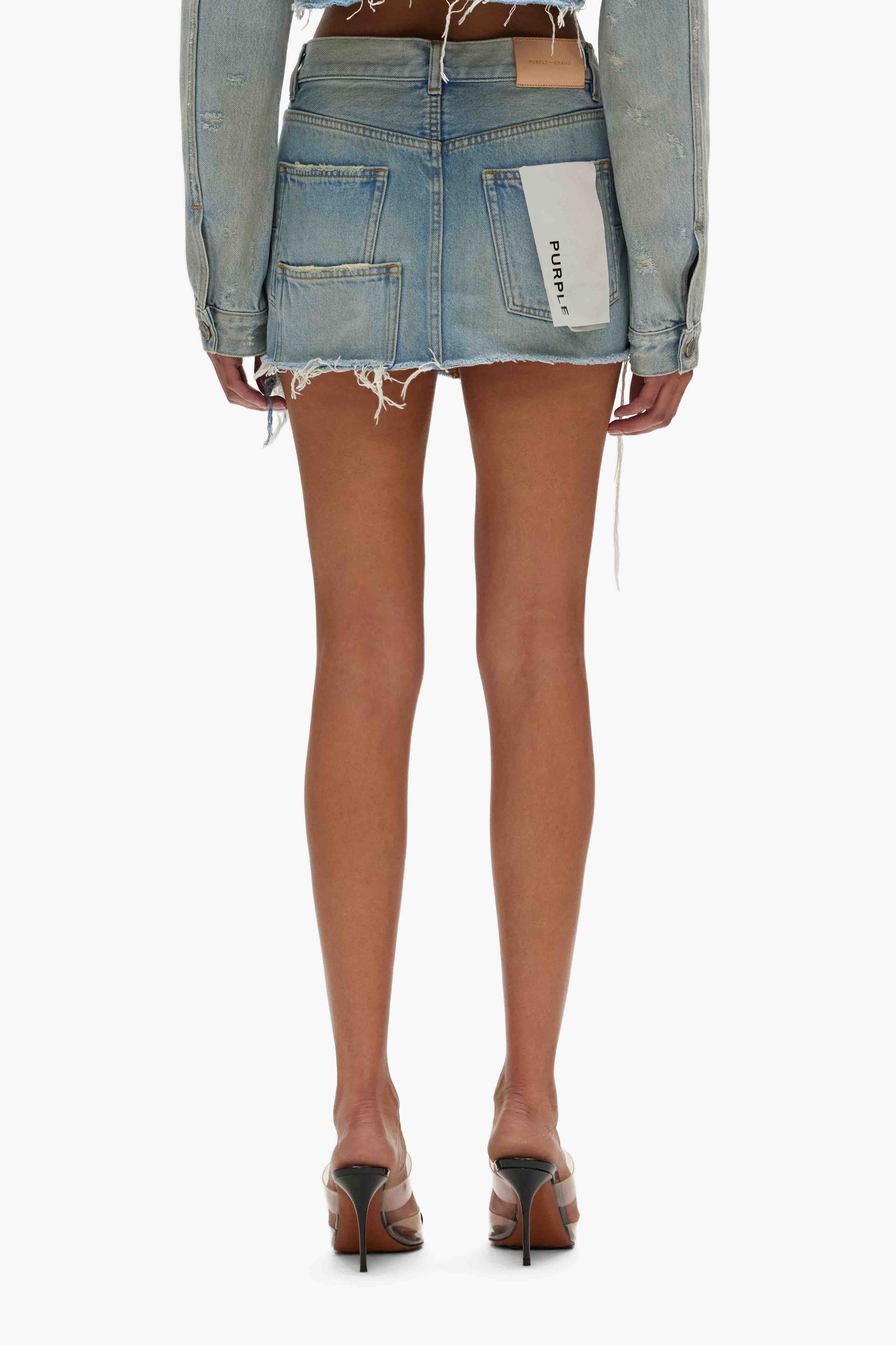 Double Denim Mini Skirt - Image 3