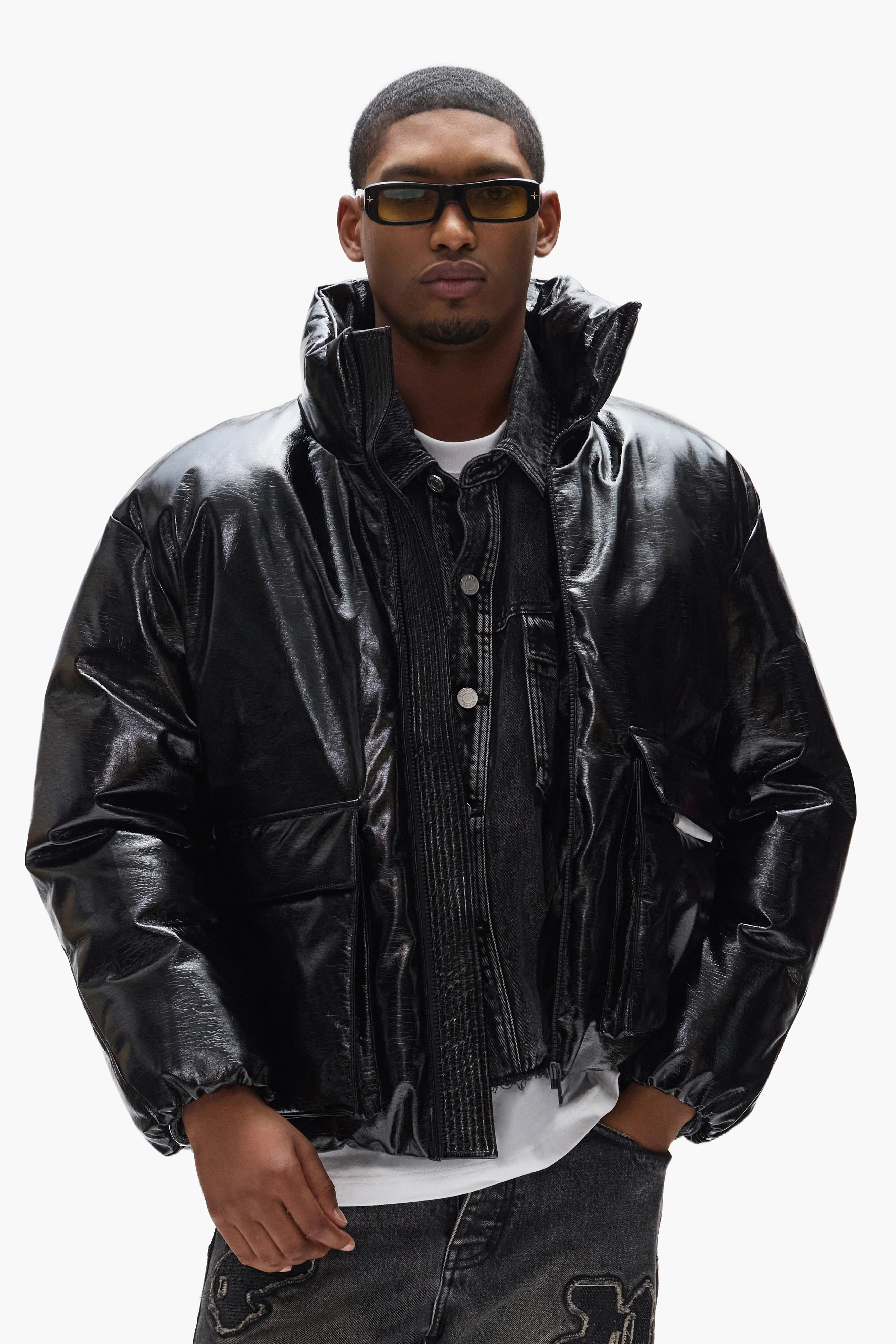 Leather Puffer Jacket - Image 3