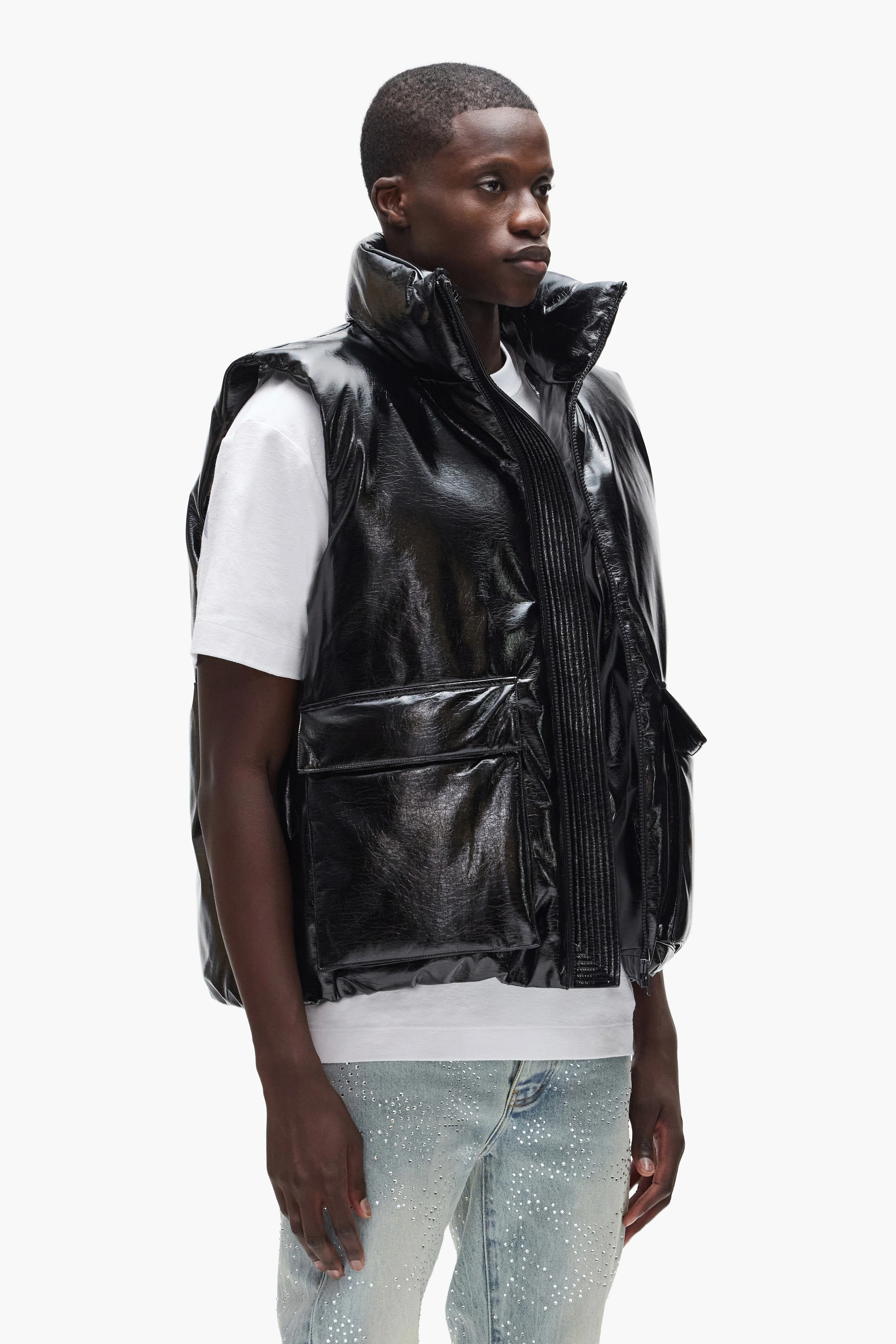 Leather Puffer Vest - Image 2