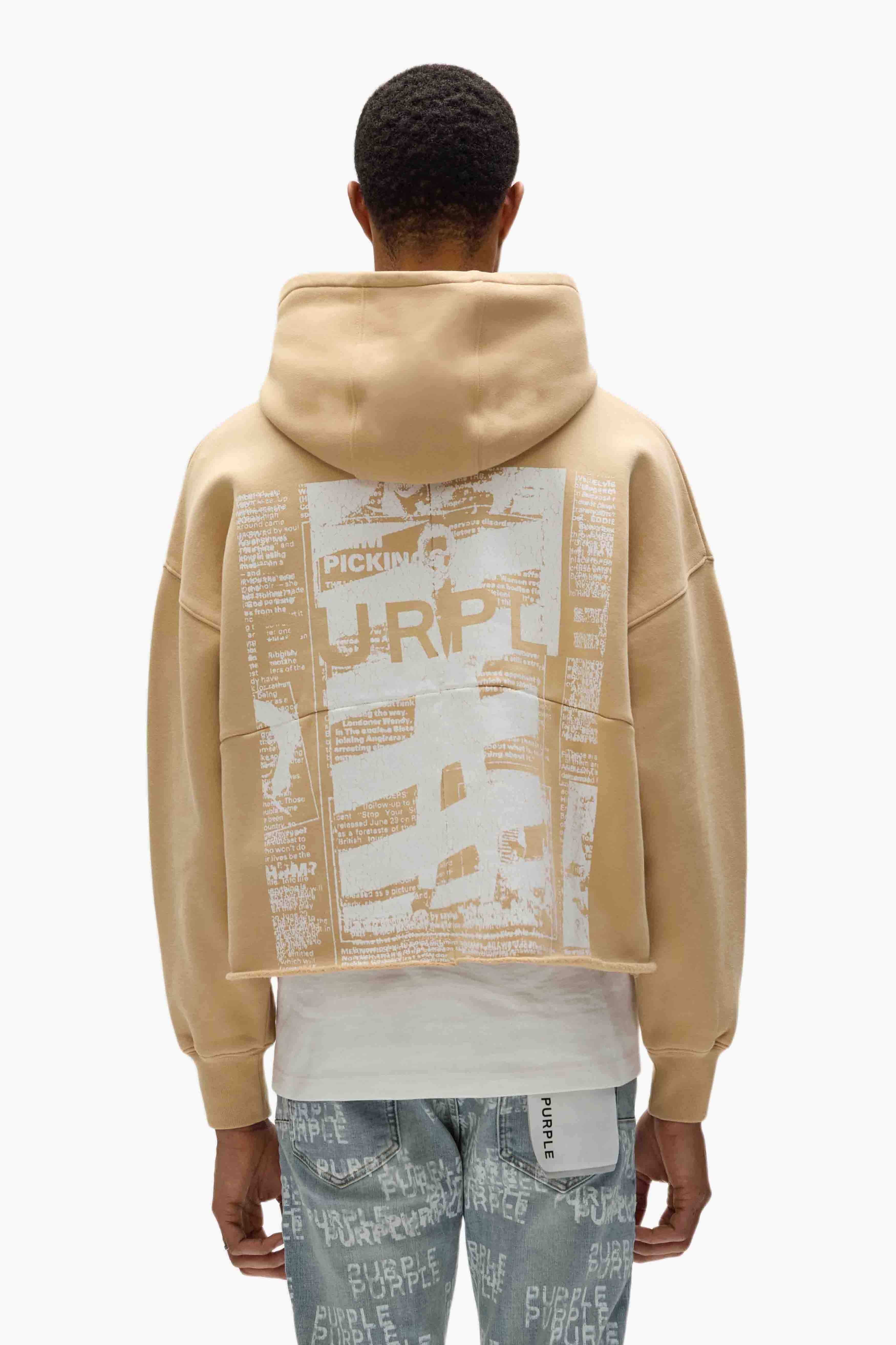 Newsprint Cropped Hoodie - Image 3