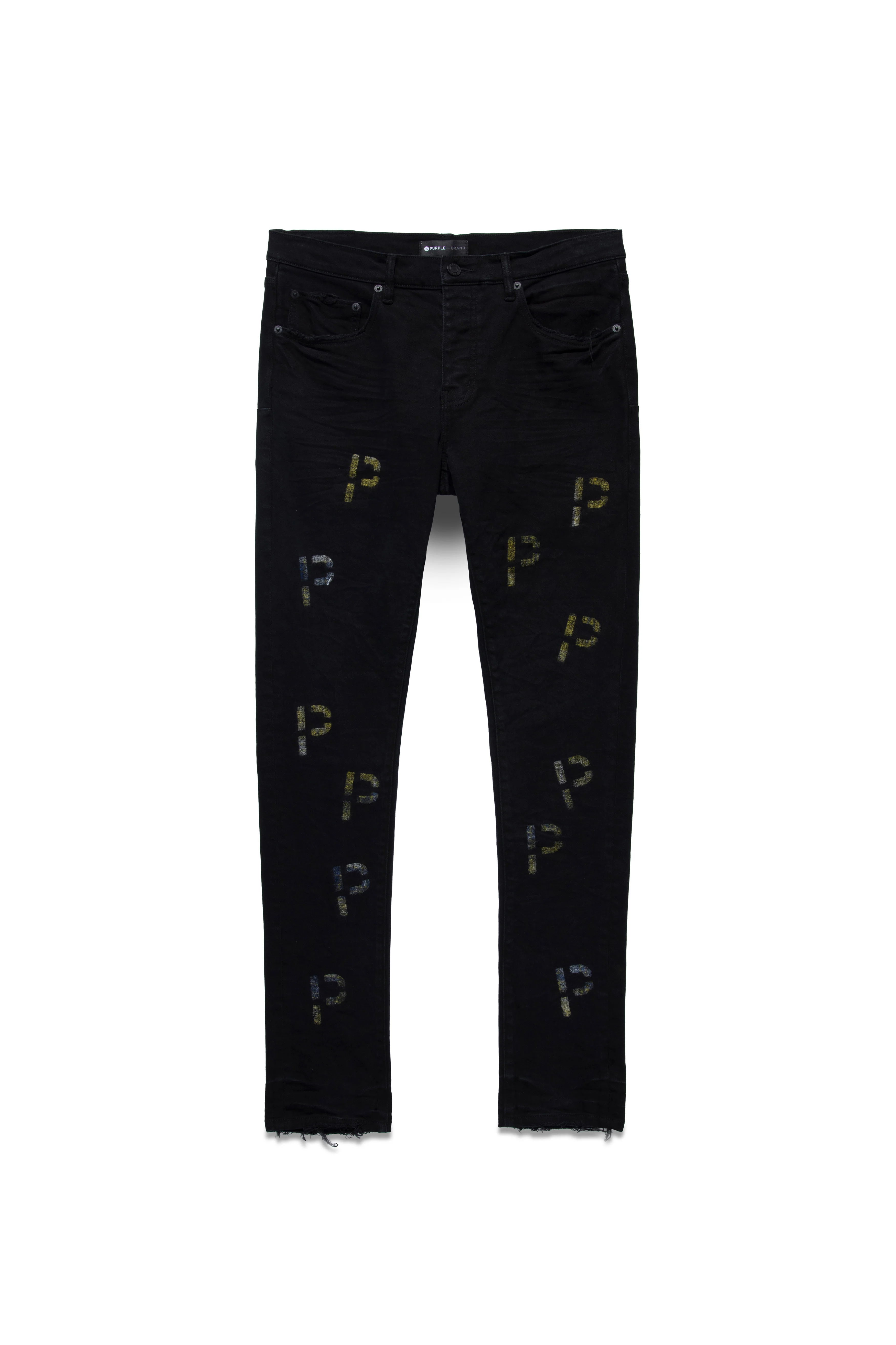 P001 LOW RISE SKINNY JEAN - Black Indigo Embroidery Punch P Plaid - Image 5
