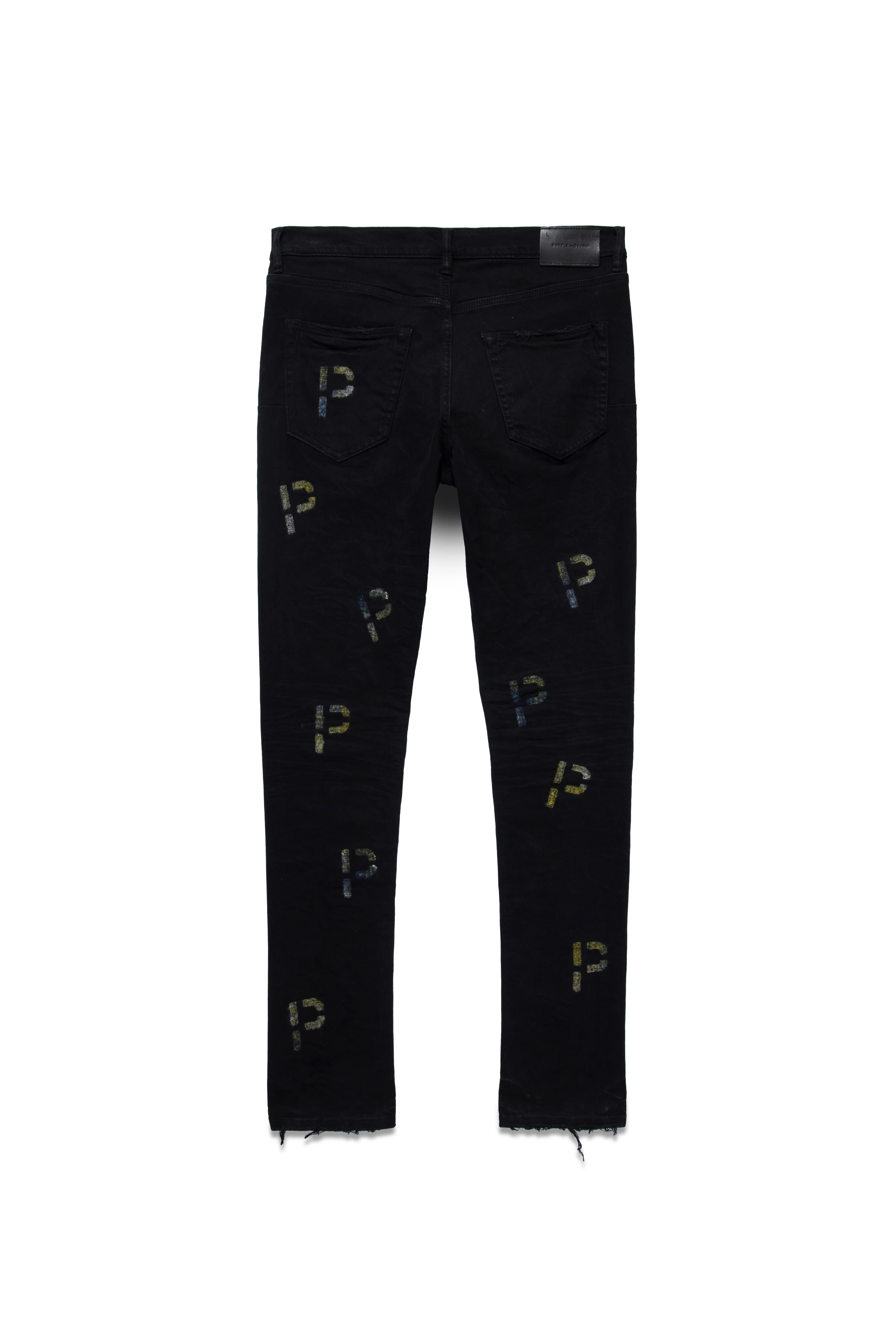 P001 LOW RISE SKINNY JEAN - Black Indigo Embroidery Punch P Plaid - Image 6