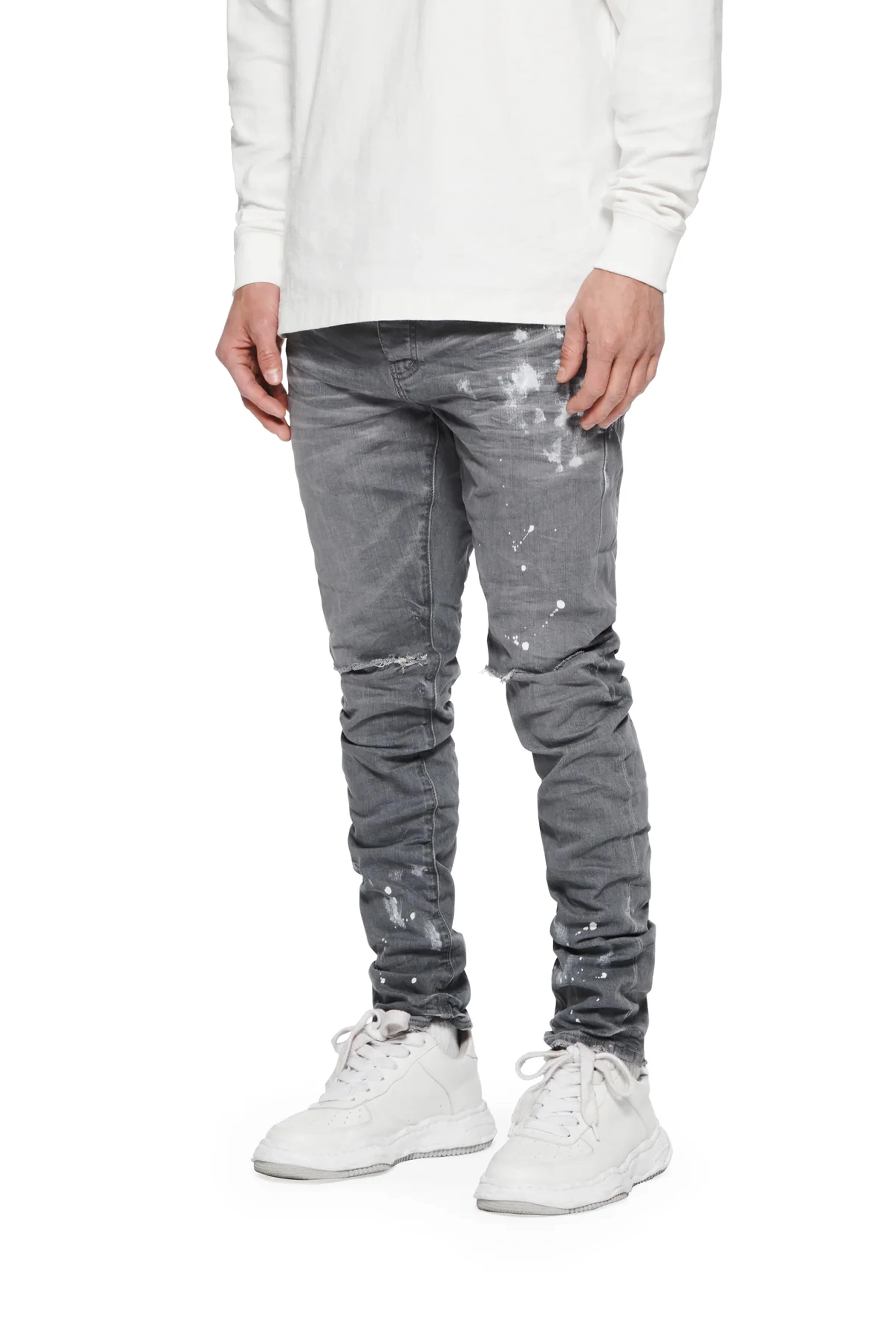 P001 Worn Grey Knee Slit - Image 3