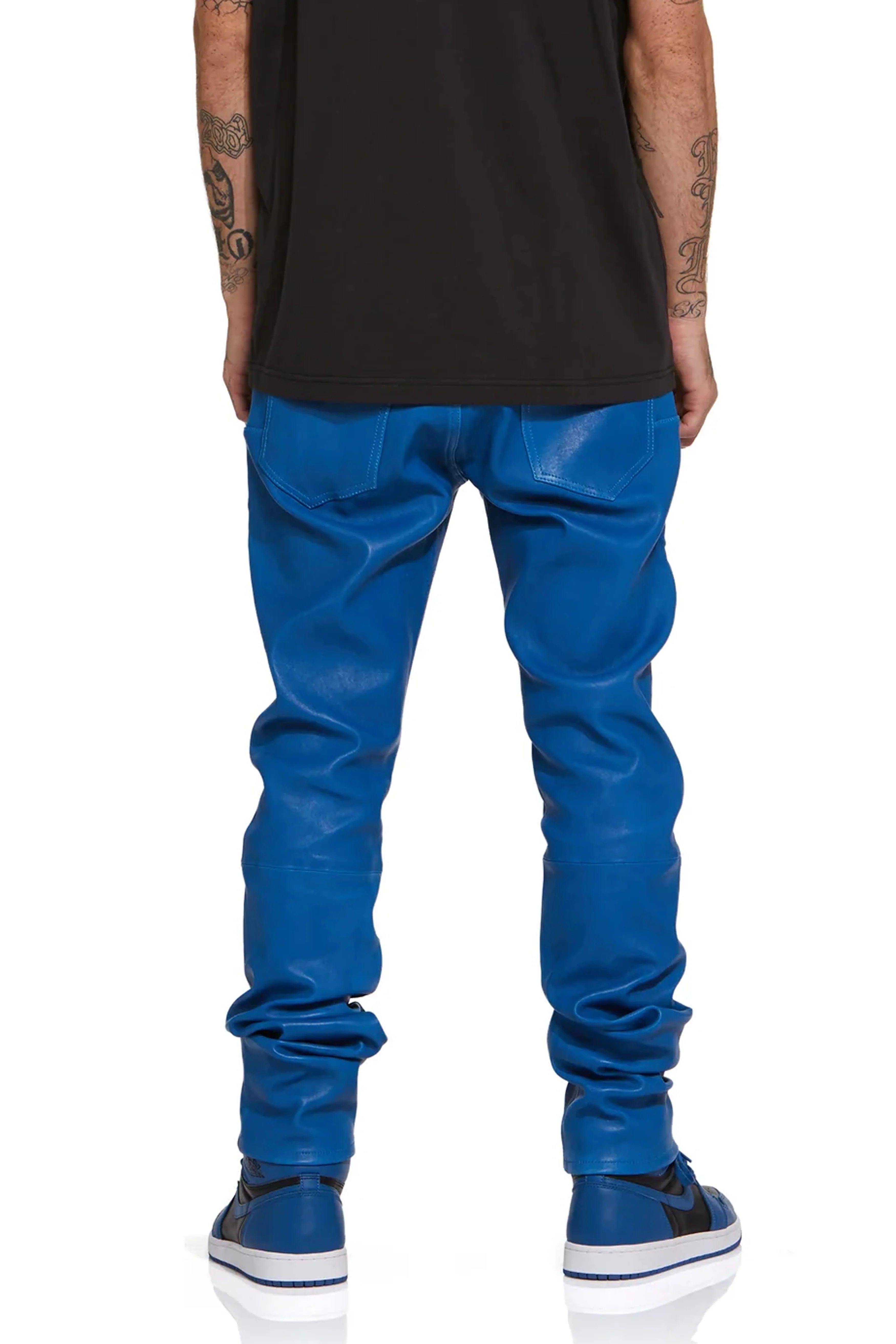 P001 LOW RISE SKINNY PANT - Stretch Leather Galaxy Blue - Image 2