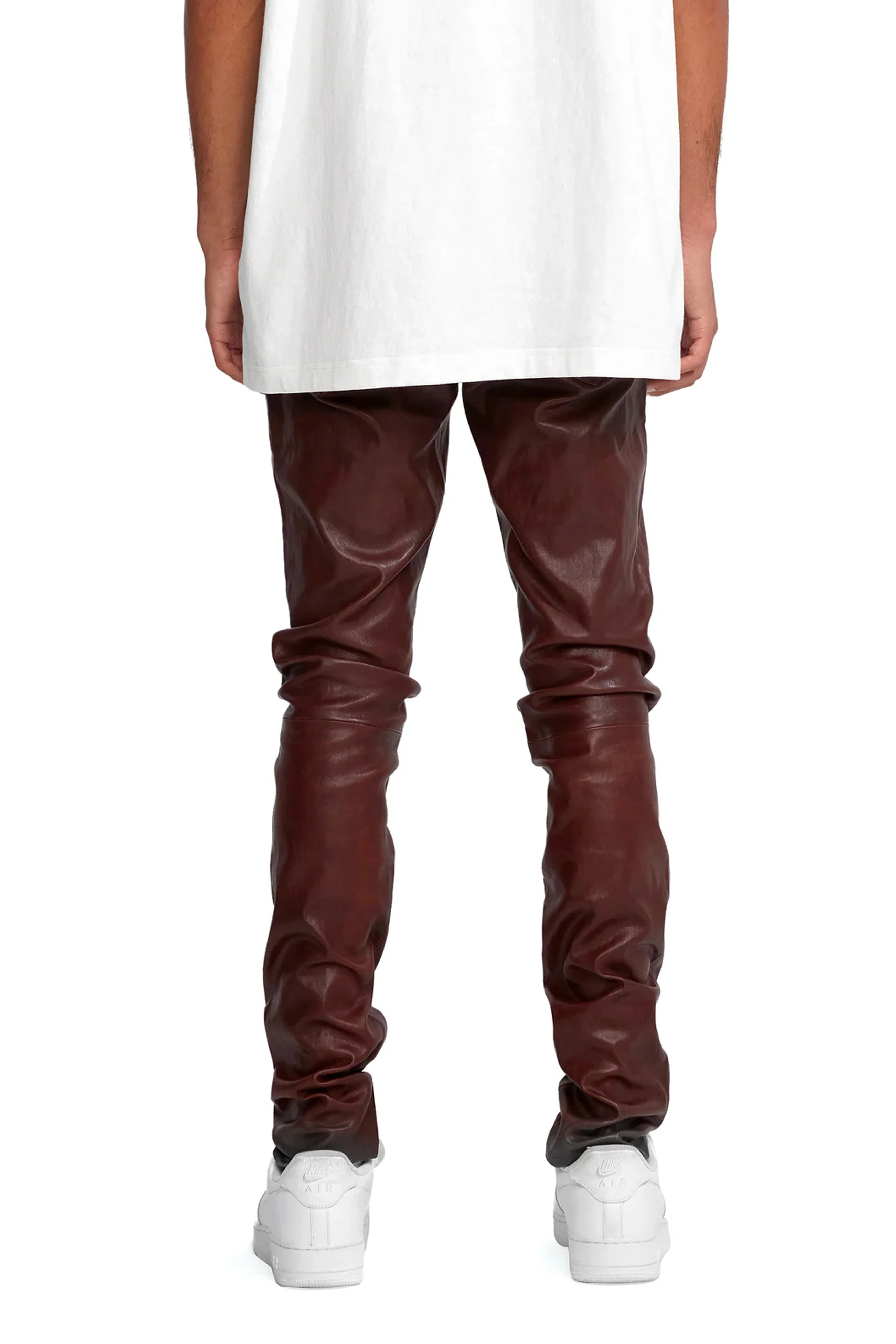 P001 LOW RISE SKINNY PANT - Stretch Leather Vintage Brown - Image 2