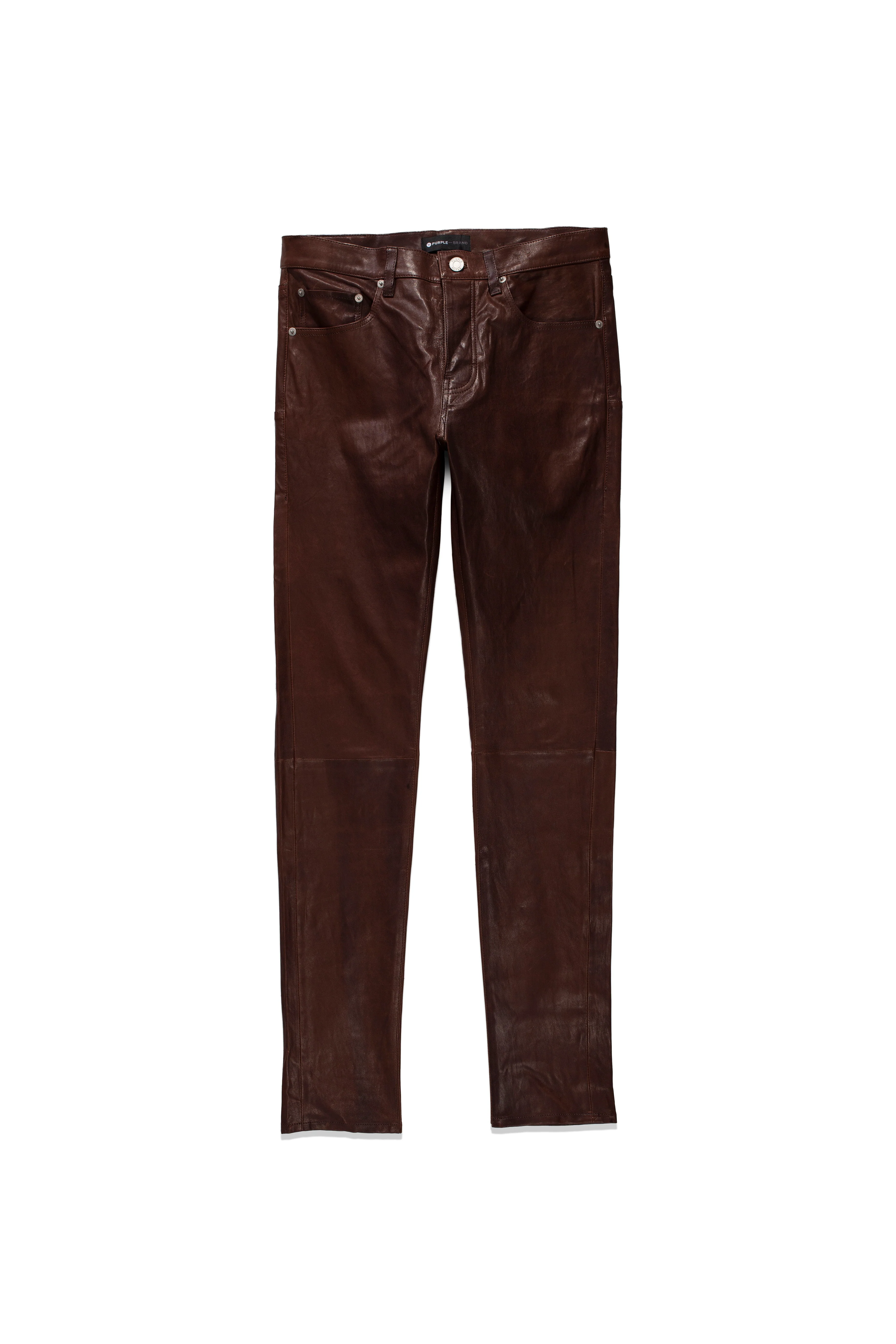 P001 LOW RISE SKINNY PANT - Stretch Leather Vintage Brown - Image 3