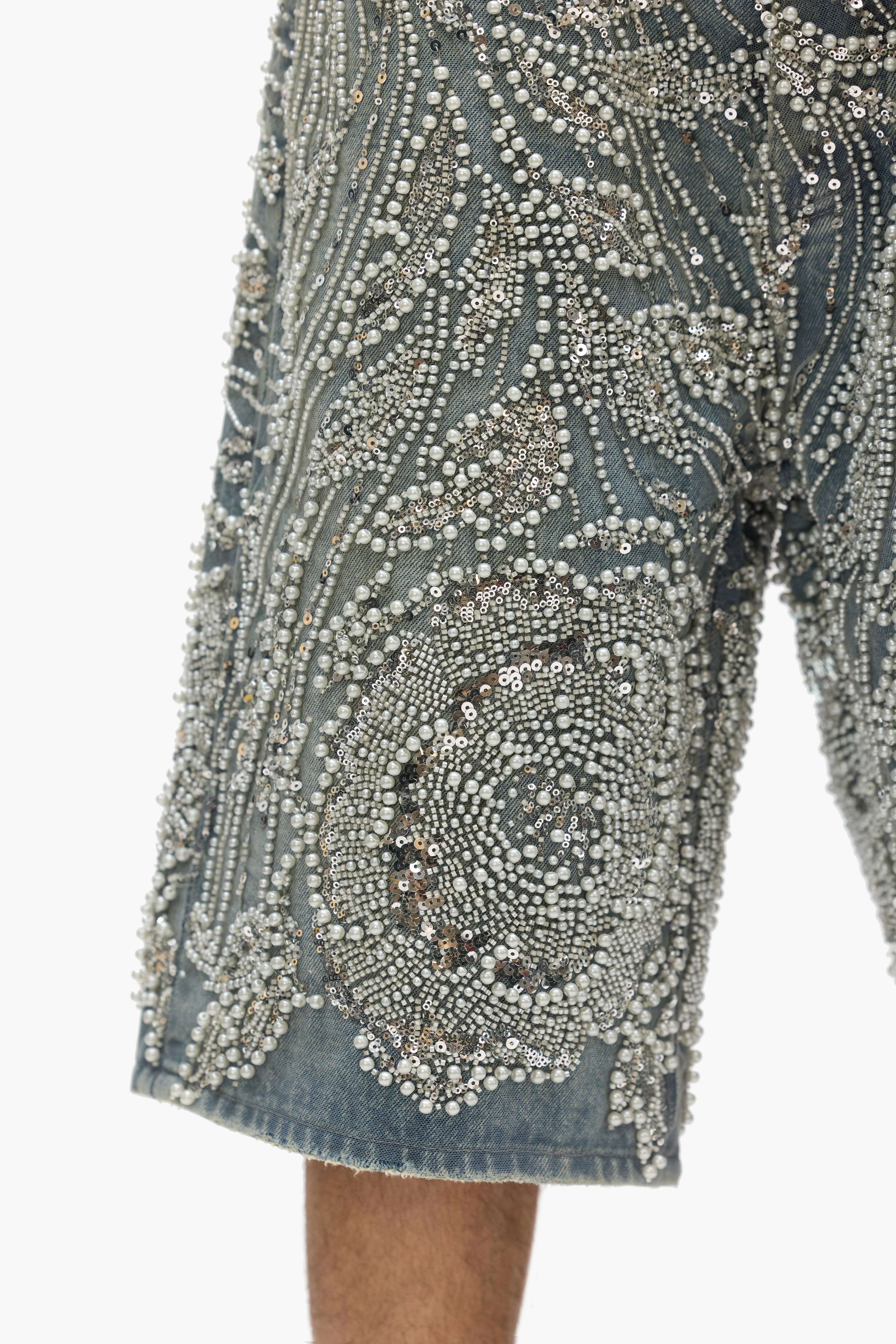 P070 Hand Beaded & Crystal Embellished Short - Image 4