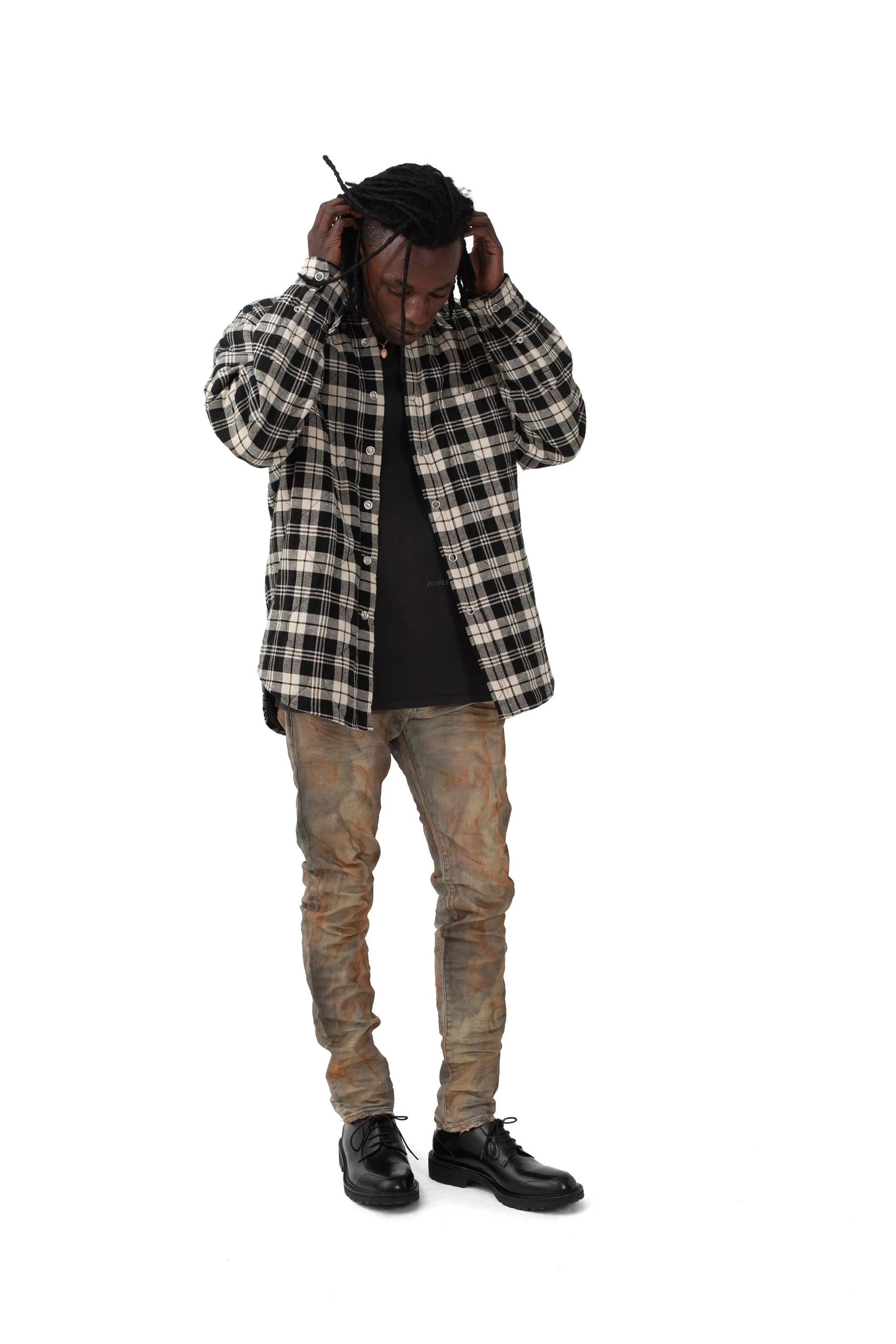 P313 QUILTED JACKET - Black/Off White - Image 7