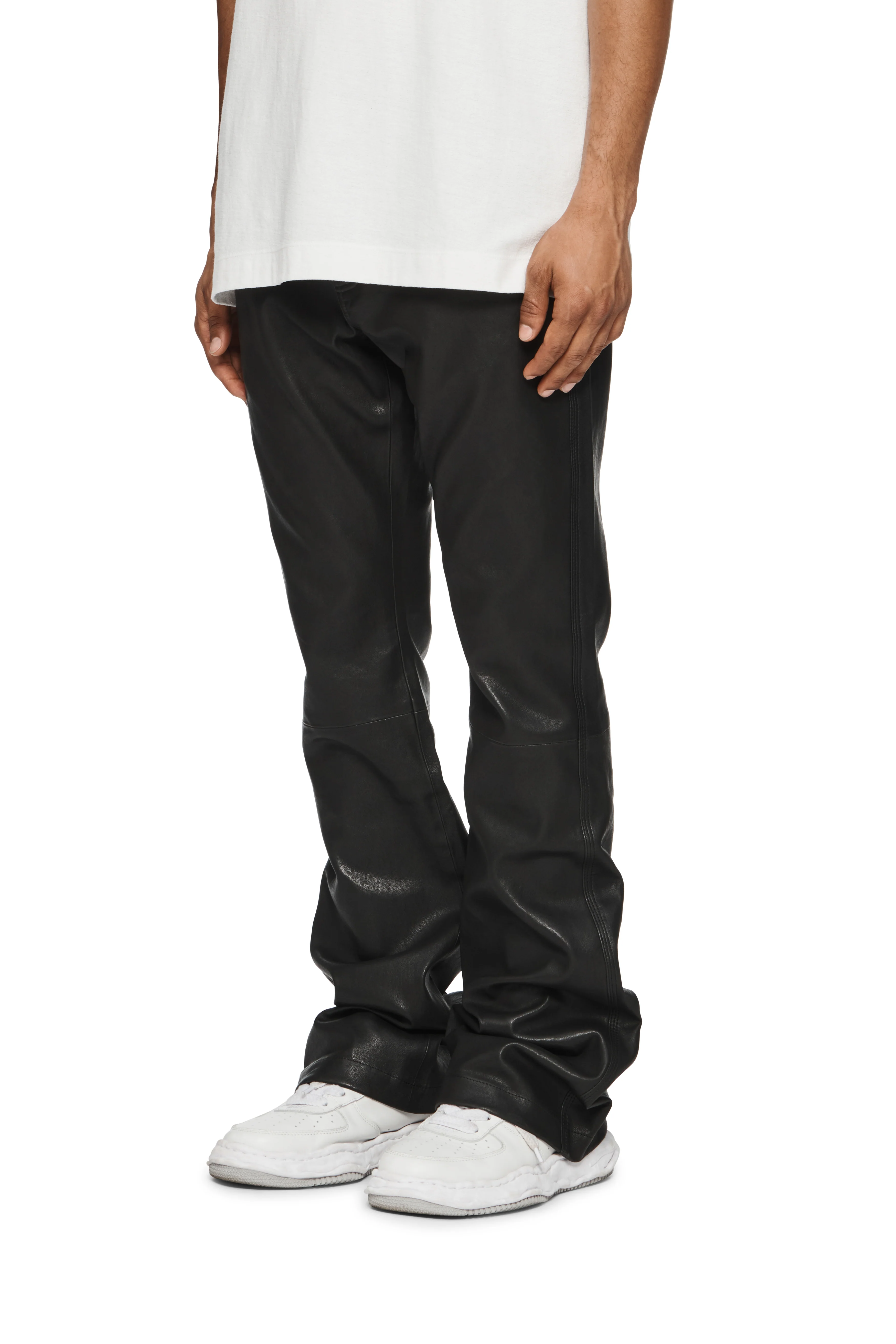 P531 Leather Slim Flare Pants - Image 2