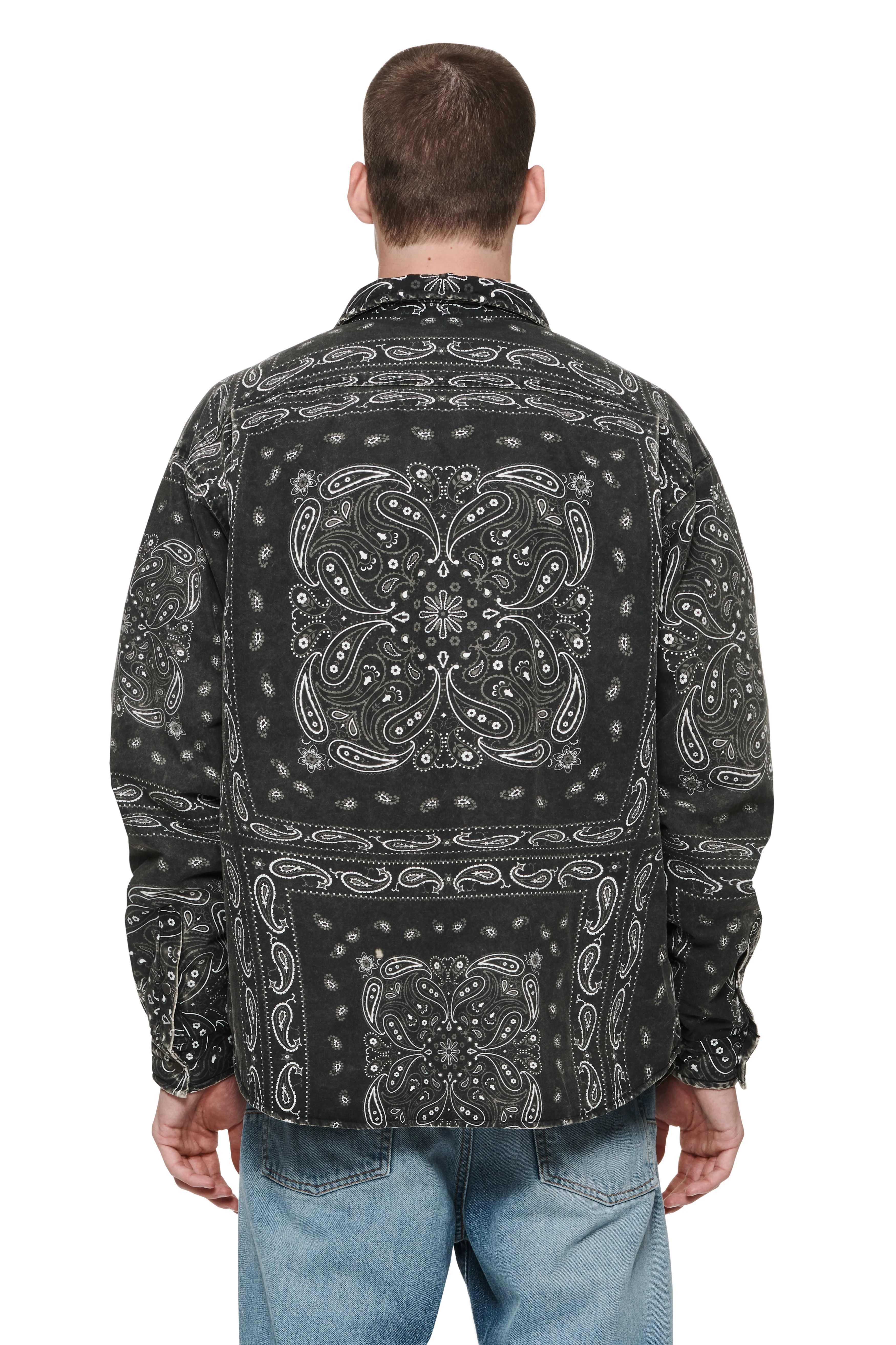 PADDED QUILT LINE BANDANA SHIRT - Black - Image 2
