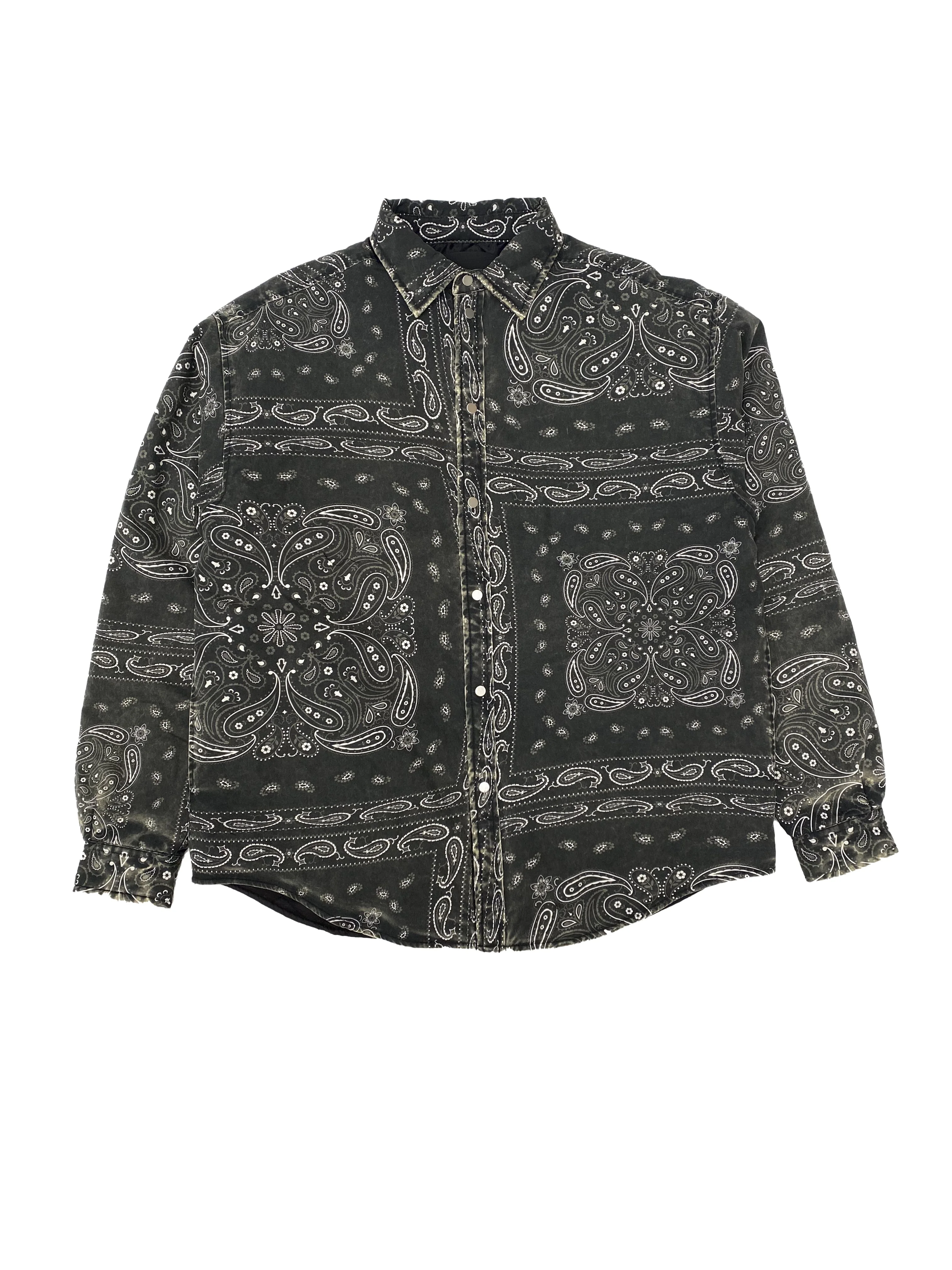PADDED QUILT LINE BANDANA SHIRT - Black - Image 3