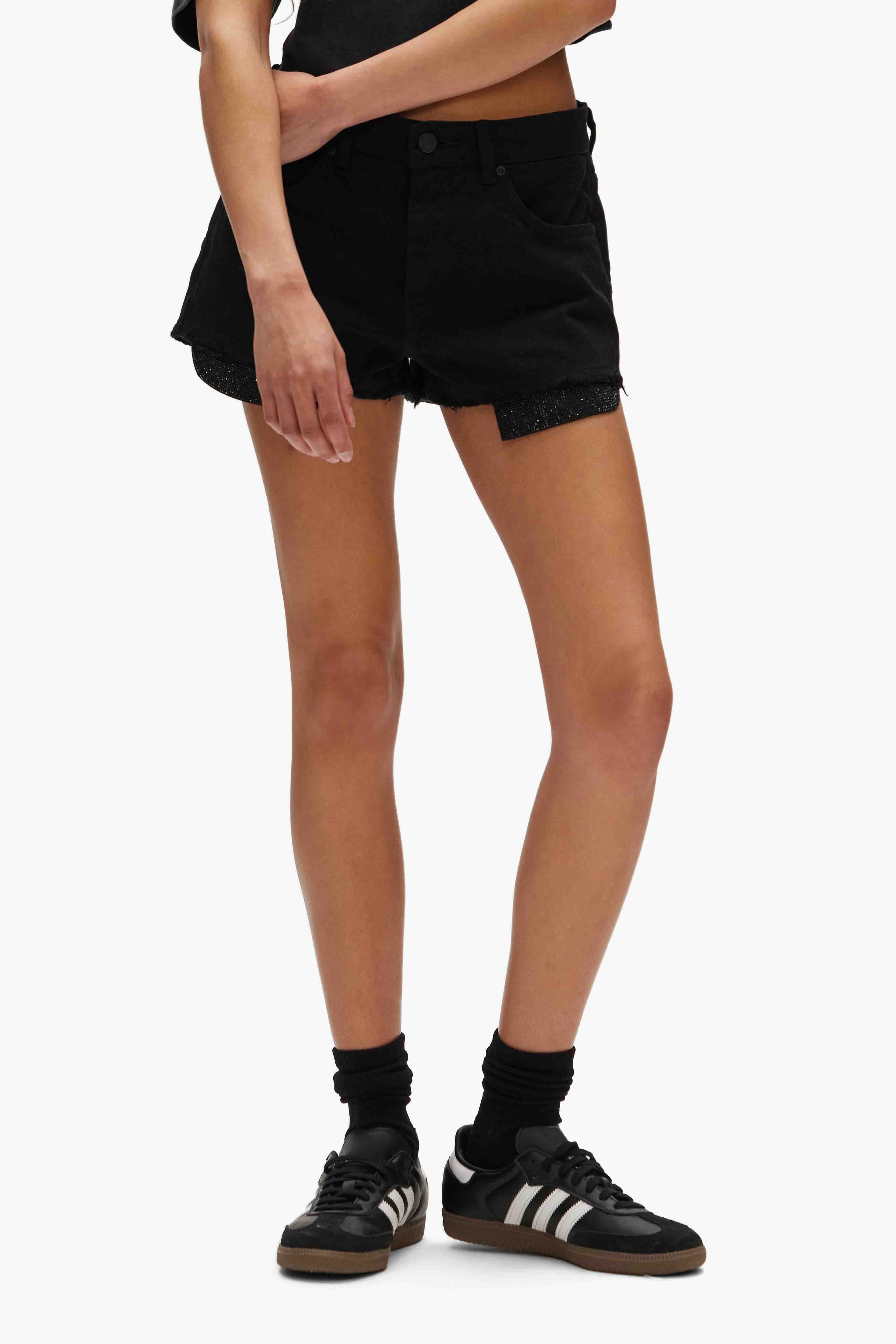 Rhinestone Denim Shorts - Image 3