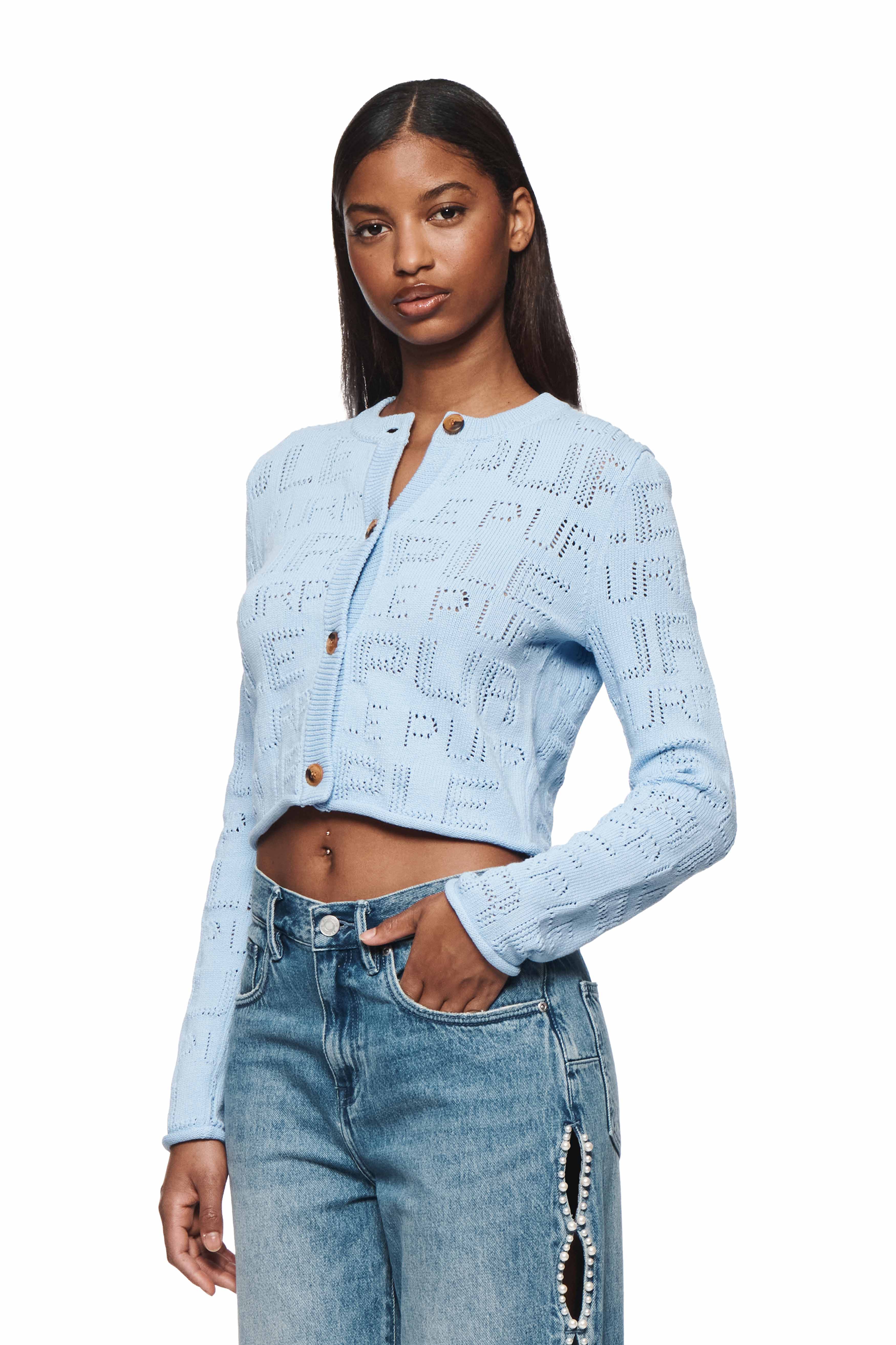 Wordmark Pointelle Cardigan - Image 2